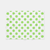 ライムと白水玉模様 フリースブランケット (正面(横))