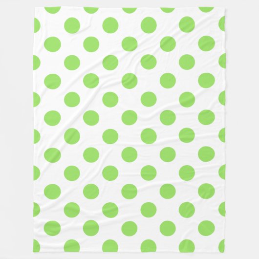 ライムと白水玉模様 フリースブランケット (正面)