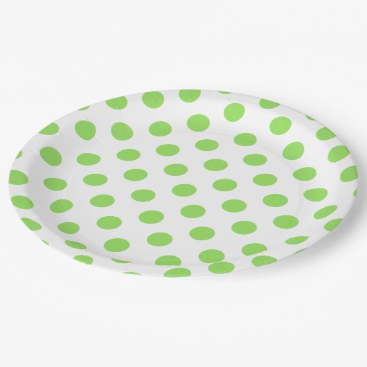 ライムと白水玉模様 ペーパープレート (アングル)