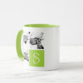 ライムと白Instagramフォトコラージモノグラム マグカップ (正面左)