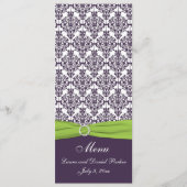 ライムと紫のダマスコウェディングメニューカード メニュー (正面)