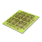 ライムと茶色のパターンレトロタイル タイル (側面)