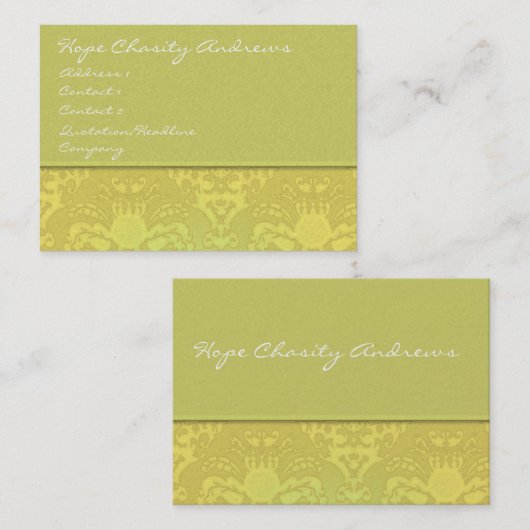 ライムと金ゴールドのダマスクフローラ- 名刺 (正面/裏面)