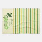 ライムと黄色と緑のストライプパーソナライズされた キッチンタオル (横)