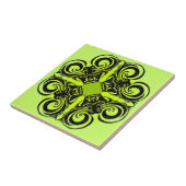 ライムと黒のレトロタイル タイル (側面)