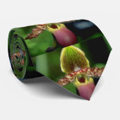 ライムのパフィオペディルムのアルゴスの花 ネクタイ (ロール)