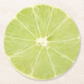 ライムのフルーツの新しい切れ ラウンドペーパーコースター (正面)