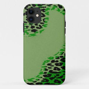 ライムのレトロの緑および黒いヒョウのプリント iPhone 11 ケース