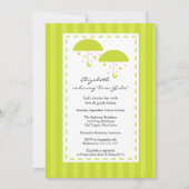 ライムの傘はベビーシャワーを結び付けます 招待状 (正面)