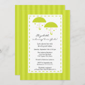 ライムの傘はベビーシャワーを結び付けます 招待状 (正面/裏面)