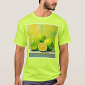 ライムの明るいサマーポップデザイン Tシャツ (正面)