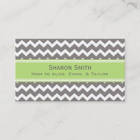 ライムの灰色のシェブロンのレトロのお母さんのテレホンカード コーリングカード (正面)