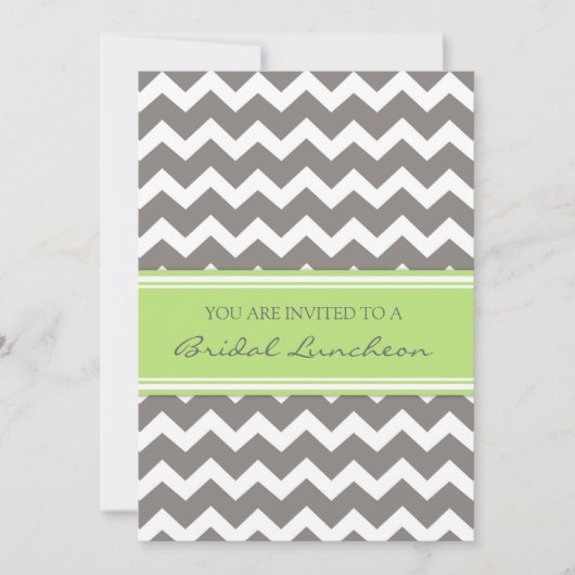 ライムの灰色のシェブロンの花嫁の昼食の招待状カード 招待状 (正面)
