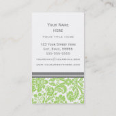 ライムの灰色のダマスク織の花の名刺 名刺 (裏面)