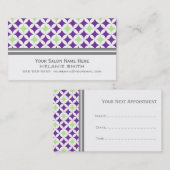 ライムの紫色の白い灰色のサロンのアポイントメントカード 予約カード (正面/裏面)