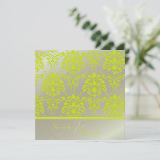 ライムの銀/フェイク結婚式招待状 招待状 (スタンド正面)