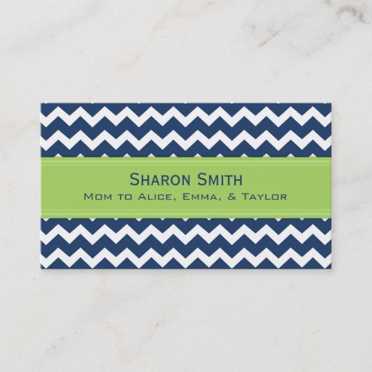 ライムの青いシェブロンのレトロのお母さんのテレホンカード コーリングカード (正面)