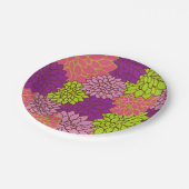 ライムはっきりしたグリーン、ピンク、紫のフローラデザイン ペーパープレート (アングル)