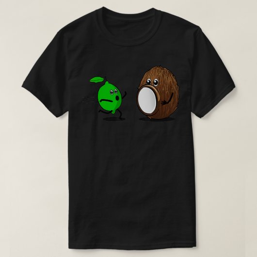 ライムをココナッツおもしろいライムグラランニングに入れる Tシャツ (デザイン正面)