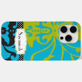 ライムアクアパーソナライズされた金ゴールドダマスクiphone 4 ケース Case-Mate iPhoneケース (裏面 (横))