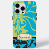 ライムアクアパーソナライズされた金ゴールドダマスクiphone 4 ケース Case-Mate iPhoneケース (裏面)