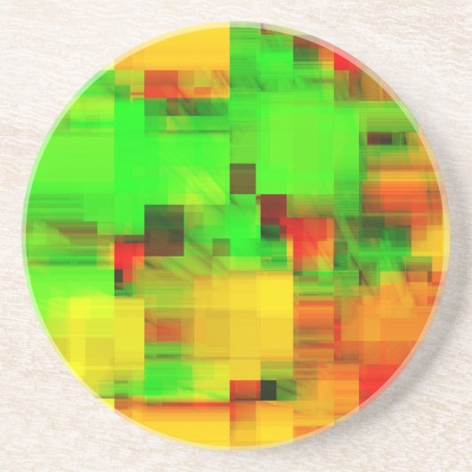 ライムイエロージオメトリックデザイン コースター (正面)