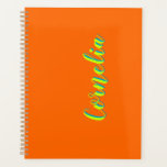 ライムイエロー3D春グリーン名 | オレンジおもしろい色 プランナー手帳<br><div class="desc">Neon モダン Sunset Orange iPhone 16ケース(ライムイエローと春グリーンシャドウ3D文字名)あなたの名、姓、イニシャル文字を追加。お客様の用途に合カスタムわせてカスタマイズ「クリックIt」ボタンでカスタマイズ、背景色、フォントスタイル、フォント色を変更する。</div>