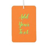 ライムイエロー3D Azureモダン文字おもしろいオレンジ カーエアーフレッシュナー (正面)