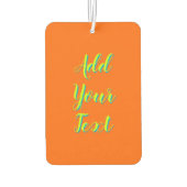 ライムイエロー3D Azureモダン文字おもしろいオレンジ カーエアーフレッシュナー (裏面)