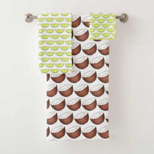 ライムインココナッツトロピカルアイランドフルーツグリーン バスタオルセット (インサイチュ)