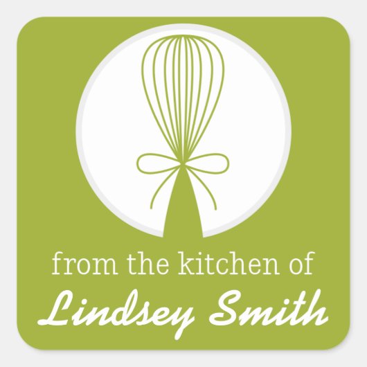 ライムウィスクシルエットキッチンラベル スクエアシール (正面)