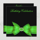 ライムエレガントグリーンバースデーパーティー 招待状 (正面/裏面)