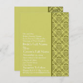ライムエレガントダマスウェディング招待状 インビテーションポストカード (正面/裏面)