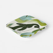 ライムオリーブグリーンペンギンインブロッサムフローラリーフ ペーパープレート (傾斜あり)