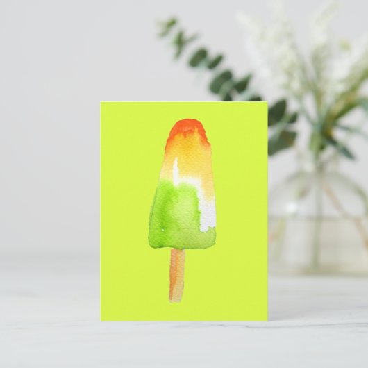ライムオレンジポップシクルサマーアイスブロックアーポップ・アートのト ポストカード (スタンド正面)