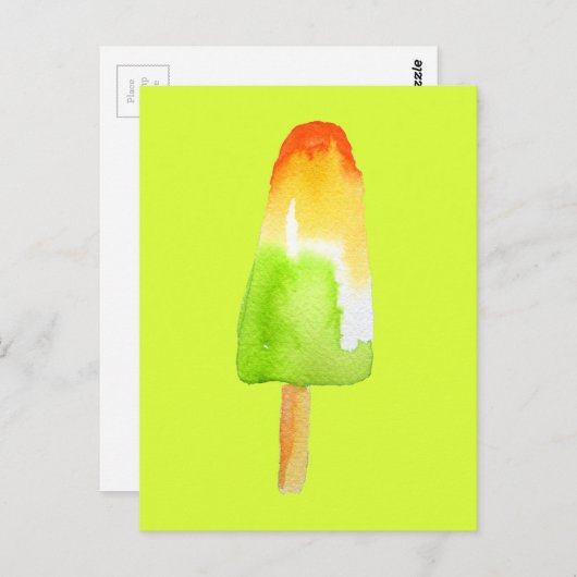 ライムオレンジポップシクルサマーアイスブロックアーポップ・アートのト ポストカード (正面/裏面)