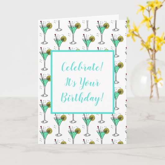 ライムカクテル誕生日 カード (黄色い花)
