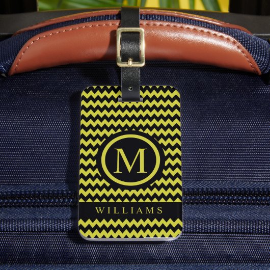 ライムカスタムイエローグリーンブラックシェブロンパターン ラゲッジタグ (正面インサイチュ2)