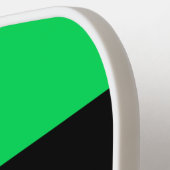 ライムカッコいいグリーンワイドセンターブラックストライプ文字 ピックルボールラケット (左詳細)