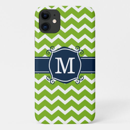 ライムガーリーシボロンネイビーカスタムモノグラム Case-Mate iPhoneケース (裏面)