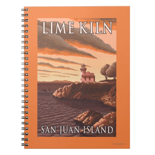 ライムキルンライトハウスヴィンテージ旅行ポスター ノートブック (正面)