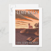 ライムキルンライトハウスヴィンテージ旅行ポスター ポストカード (正面/裏面)