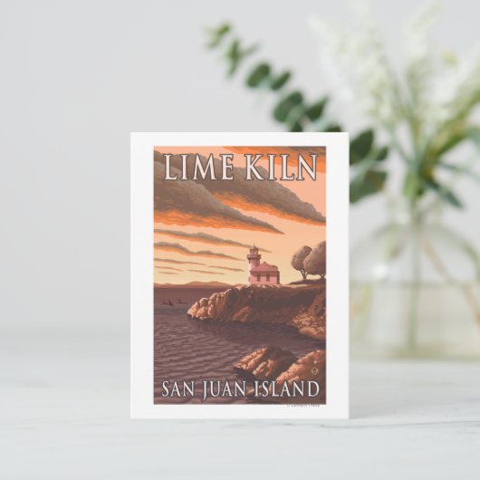 ライムキルンライトハウスヴィンテージ旅行ポスター ポストカード (スタンド正面)