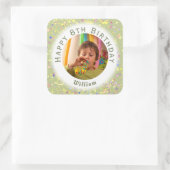 ライムクリームカスタマイズ可能な誕生日写真水彩 スクエアシール (バッグ)