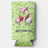 ライムクリーム絵を描（ばちゃばちゃ）跳ねるカスタマイズ可能なスケッチアート スリム缶クーラー (正面)