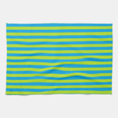 ライムグリーンおよびターコイズは縞で飾ります キッチンタオル (横)