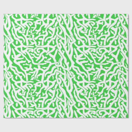 ライムグリーンおよび白のビーチの珊瑚礁パターン ラッピングペーパー (フラット)