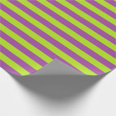 ライムグリーンおよび紫色のストライプ ラッピングペーパー (角)