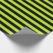 ライムグリーンおよび黒のストライプ ラッピングペーパー (角)
