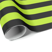 ライムグリーンおよび黒のストライプ ラッピングペーパー (ロールコーナー)
